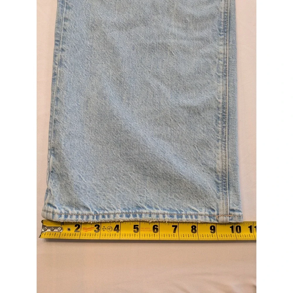 American Eagle Curvy Super High Rise Baggy Straight Jeans Light Wash 10 X-Long - Picture 6 of 14
